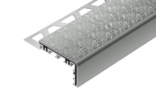 Schlüter-TREP-V60 schodová lišta, hliník komaxit svetlo sivá, v: 12,5 mm, d: 1 m