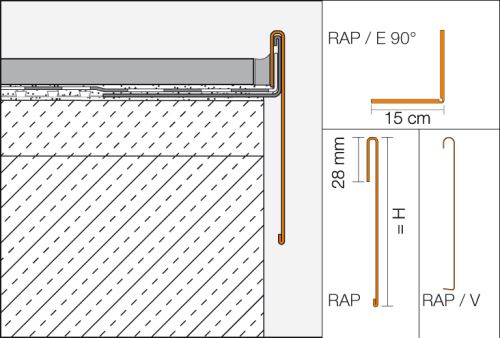 Schlüter-BARA-RAP vonkajší roh 90 st., hliník komaxit pastelovo sivá, v: 75 mm, 1 ks