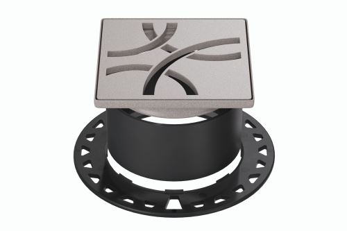 Schlüter-KERDI-DRAIN rošt + rámik, kamenná sivá, 10x10 cm, D6 Curve, 1 ks