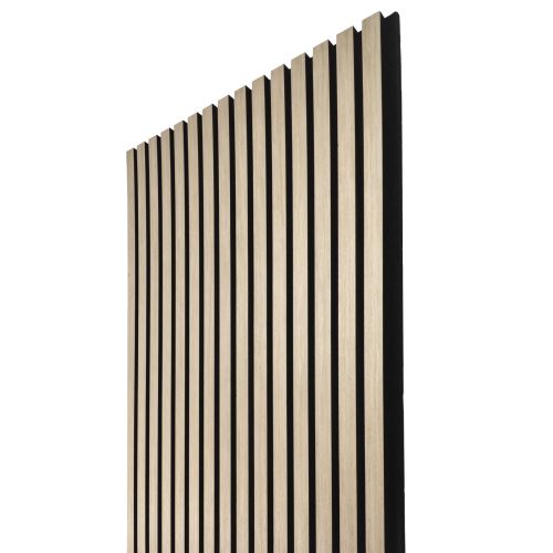 VZORKA - WALL CONCEPT akustický panel dub biely, čierny filc + dyha, 240x135x21 mm
