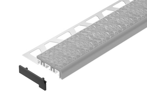 Schlüter-TREP-V42 koncovka k schodovej lište, PVC komaxit škárová sivá, v: 10 mm, 1 ks