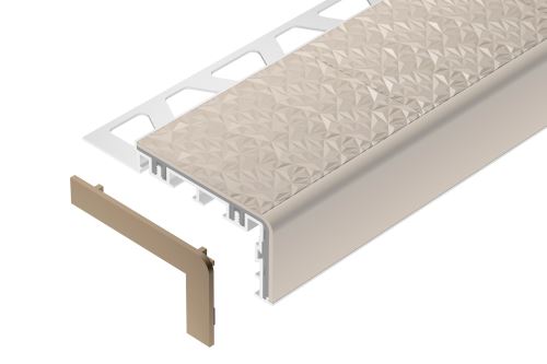 Schlüter-TREP-V60 koncovka k schodovej lište, PVC komaxit svetlo béžová, v: 10 mm, 1 ks