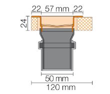 Schlüter-KERDI-LINE lineárny žľab, nerez V2A, v: 22 mm, DN 50, 1500 mm, 1 ks, Siphon (2)