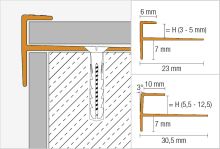 Schlüter-VINPRO-STEP schod. lišta pre vinyl, hliník elox chróm kartáč, v: 8,5 mm, d: 2,5 m (2)