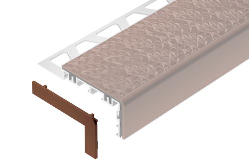 Schlüter-TREP-V60 koncovka k schodovej lište, PVC kom. orechovo hnedá, v: 10 mm, 1 ks