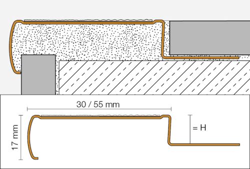 Schlüter-TREP-GL schodová lišta, nerez grafitovo čierna V2A, v: 13 mm, d: 1 m