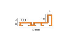 Schlüter-LIPROTEC-D LED sada, elox prírodný, 1185x935 mm, teplá biela, v: 9 mm, 1 ks (5)