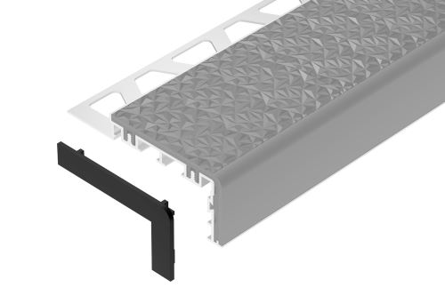 Schlüter-TREP-V60 koncovka k schodovej lište, PVC kom. grafit. čierna, v: 10 mm, 1 ks