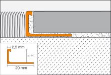 Schlüter-SCHIENE-BASIC-M ukončovacia lišta "L", mosadz prírodný, v: 8 mm, d: 1 m (1)