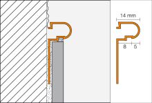Schlüter-RONDEC-DB ukončovacia lišta "C", hliník elox mosadz mat, v: 14 mm, d: 2,5 m (2)