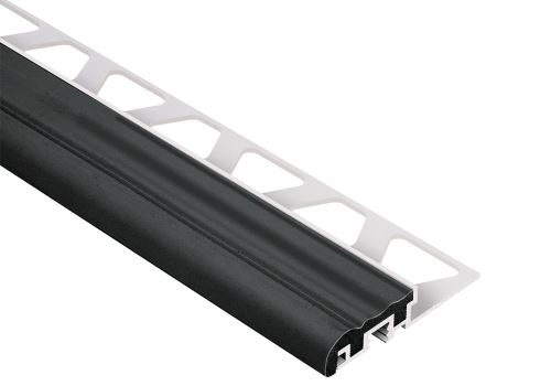 Schlüter-TREP-S schodová lišta, hliník, vložka grafitovo čierna, v: 10 mm, d: 1 m
