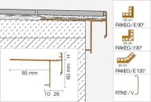 Schlüter-BARA-RAKEG balkónová lišta, hliník komaxit sivá metalíza, v: 10 mm, d: 2,5 m (68)