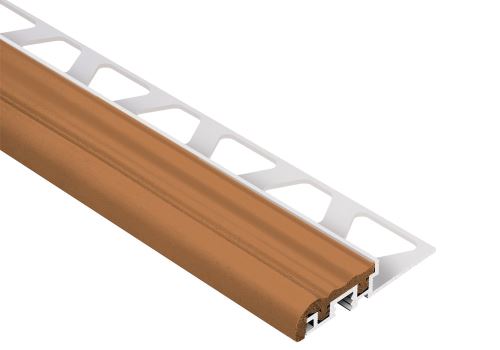 Schlüter-TREP-S schodová lišta, hliník, vložka orechovo hnedá, v: 10 mm, d: 1 m