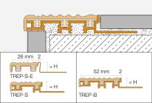 Schlüter-TREP-S schodová lišta, hliník, vložka orechovo hnedá, v: 10 mm, d: 1 m (1)