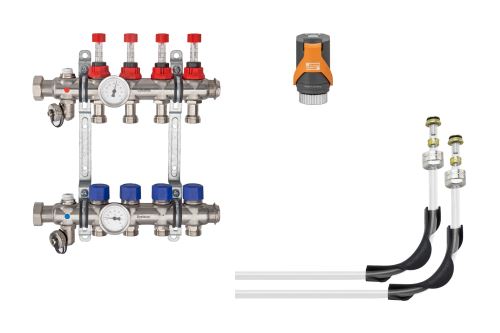 Schlüter-BEKOTEC-THERM-AS-HB pripoj. sada s pohonmi EAHB, 10 okruhov, trubka 16 mm, 1 ks