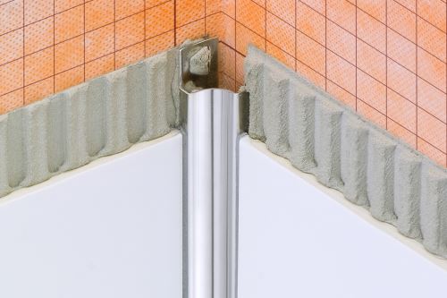Schlüter-DILEX-HKU žliabková lišta, nerez kartáč V2A, v: 10 mm, r: 10 mm, d: 2,5 m