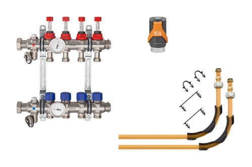 Schlüter-BEKOTEC-THERM-AS-HB pripoj. sada s pohonmi EAHB, 10 okruhov, trubka 16 mm, 1 ks