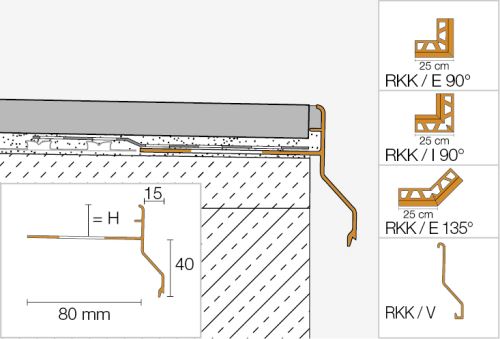 Schlüter-BARA-RKK spojka k balkónovej lište, hliník komaxit pastelovo sivá, v: 10 mm, 1 ks