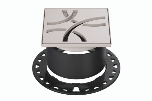 Schlüter-KERDI-DRAIN rošt + rámik, béžovosivá, 10x10 cm, D6 Curve, 1 ks