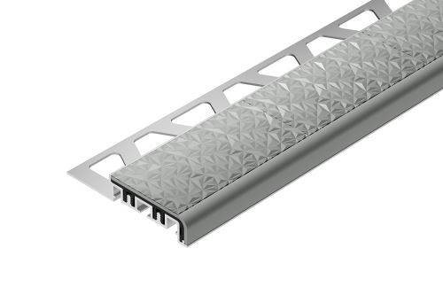 Schlüter-TREP-V42 schodová lišta, hliník komaxit svetlo sivá, v: 12,5 mm, d: 1 m