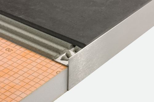 Schlüter-SCHIENE-STEP-EB na prac. dosky, kartáč V2A flexi, v: 12,5 mm, v2: 39 mm, d: 2,5 m