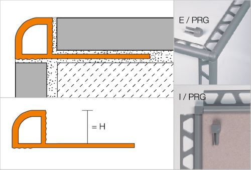 Schlüter-RONDEC-PRG vnútorný roh k ukončovacej lište "C", PVC snehobiela, v: 6 mm, 1 ks